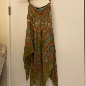 Lisa P Paris Silk Paisley Scarf Hem Midi Dress